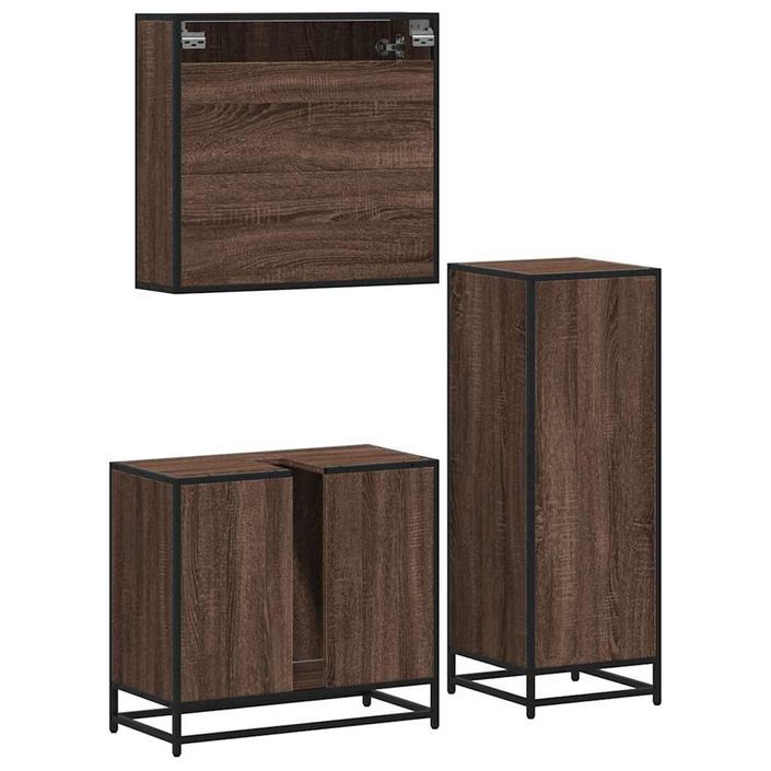 Ensemble de meubles de salle de bain 3 pcs Chêne marron - Photo n°7