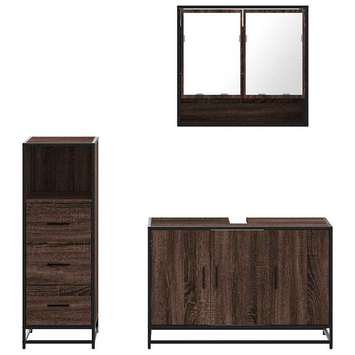 Ensemble de meubles de salle de bain 3 pcs Chêne marron - Photo n°5