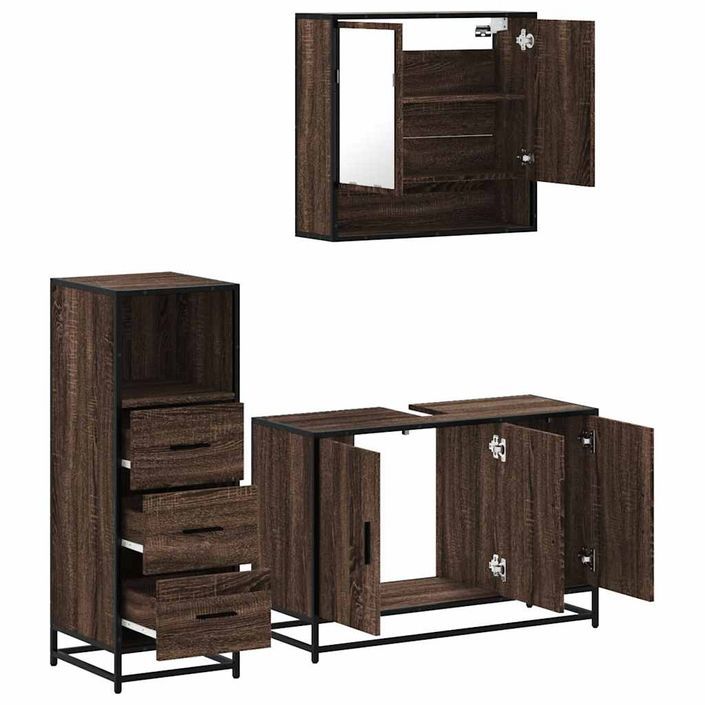 Ensemble de meubles de salle de bain 3 pcs Chêne marron - Photo n°8