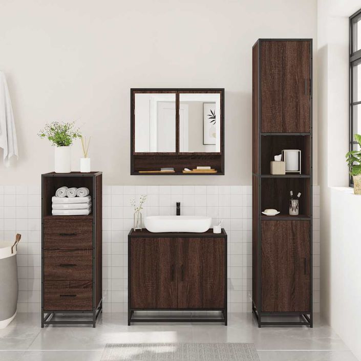 Ensemble de meubles de salle de bain 3 pcs Chêne marron - Photo n°3