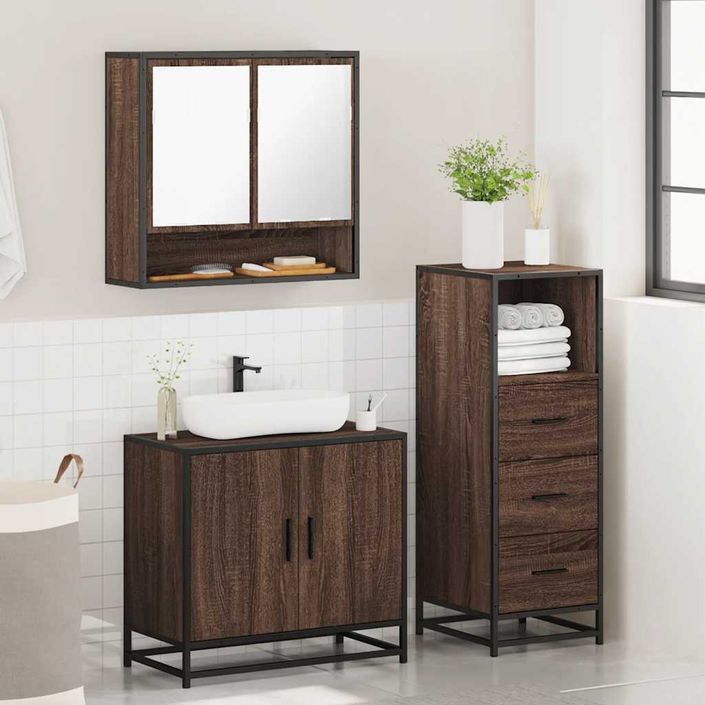 Ensemble de meubles de salle de bain 3 pcs Chêne marron - Photo n°4