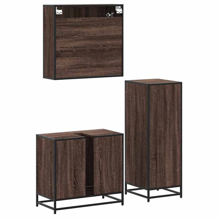 Ensemble de meubles de salle de bain 3 pcs Chêne marron - Photo n°7