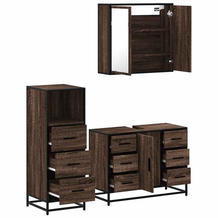 Ensemble de meubles de salle de bain 3 pcs Chêne marron - Photo n°6