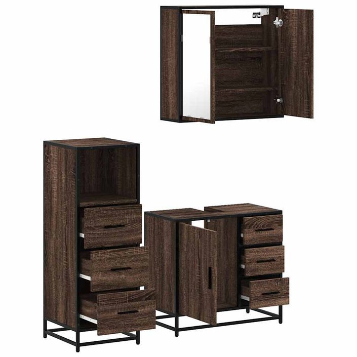 Ensemble de meubles de salle de bain 3 pcs Chêne marron - Photo n°6