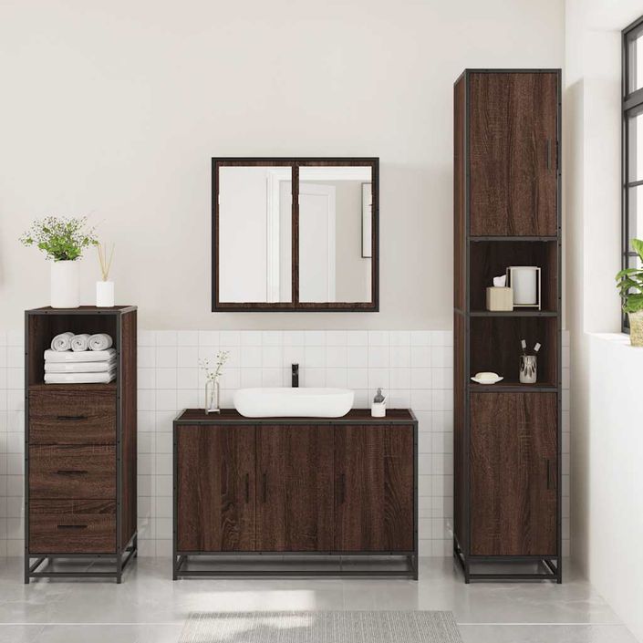 Ensemble de meubles de salle de bain 3 pcs Chêne marron - Photo n°3