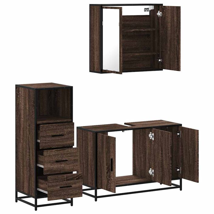 Ensemble de meubles de salle de bain 3 pcs Chêne marron - Photo n°6