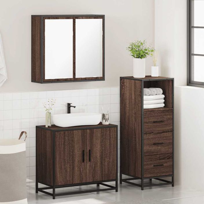 Ensemble de meubles de salle de bain 3 pcs Chêne marron - Photo n°4