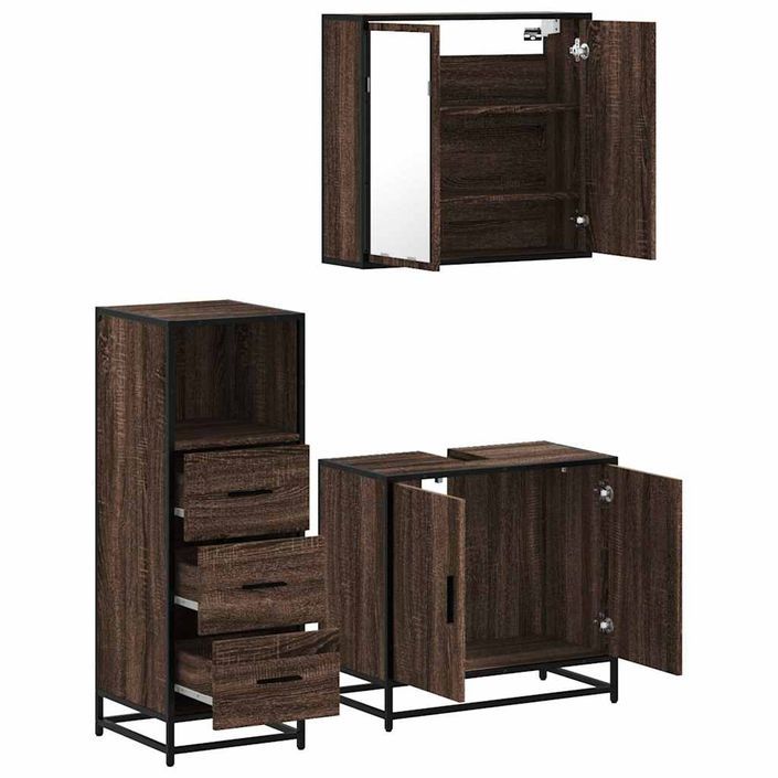 Ensemble de meubles de salle de bain 3 pcs Chêne marron - Photo n°6