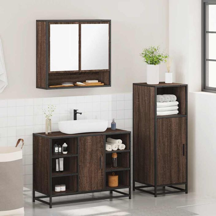 Ensemble de meubles de salle de bain 3 pcs Chêne marron - Photo n°4