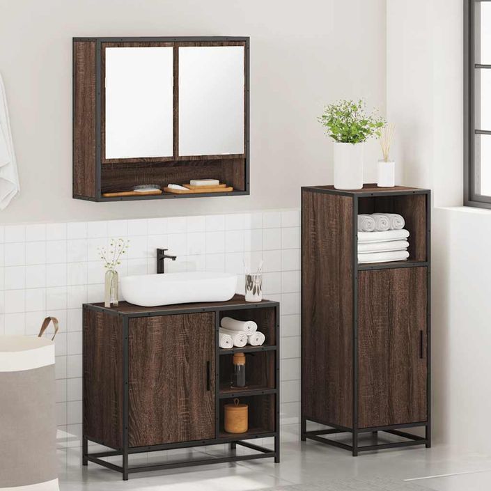 Ensemble de meubles de salle de bain 3 pcs Chêne marron - Photo n°4