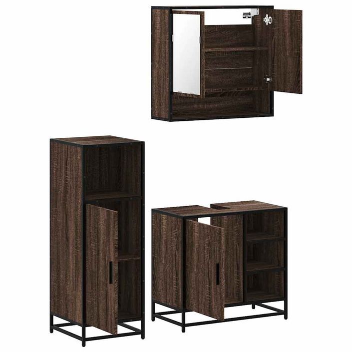 Ensemble de meubles de salle de bain 3 pcs Chêne marron - Photo n°6