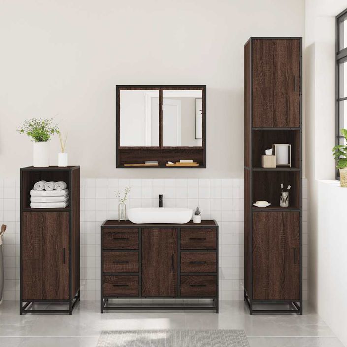 Ensemble de meubles de salle de bain 3 pcs Chêne marron - Photo n°3