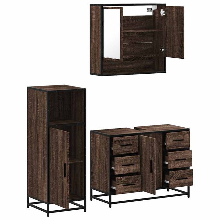 Ensemble de meubles de salle de bain 3 pcs Chêne marron - Photo n°6