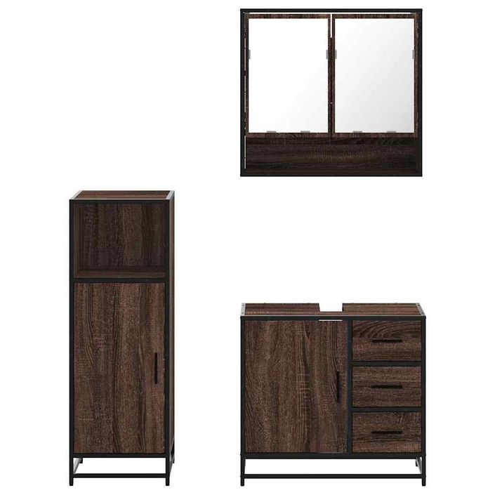 Ensemble de meubles de salle de bain 3 pcs Chêne marron - Photo n°5