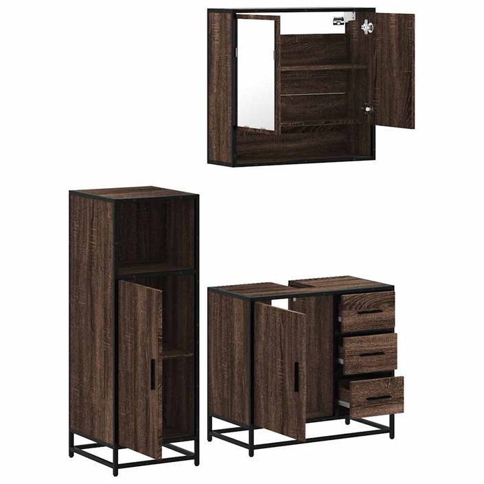 Ensemble de meubles de salle de bain 3 pcs Chêne marron - Photo n°6