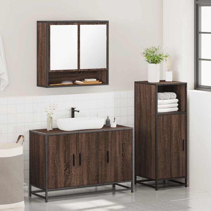 Ensemble de meubles de salle de bain 3 pcs Chêne marron - Photo n°4