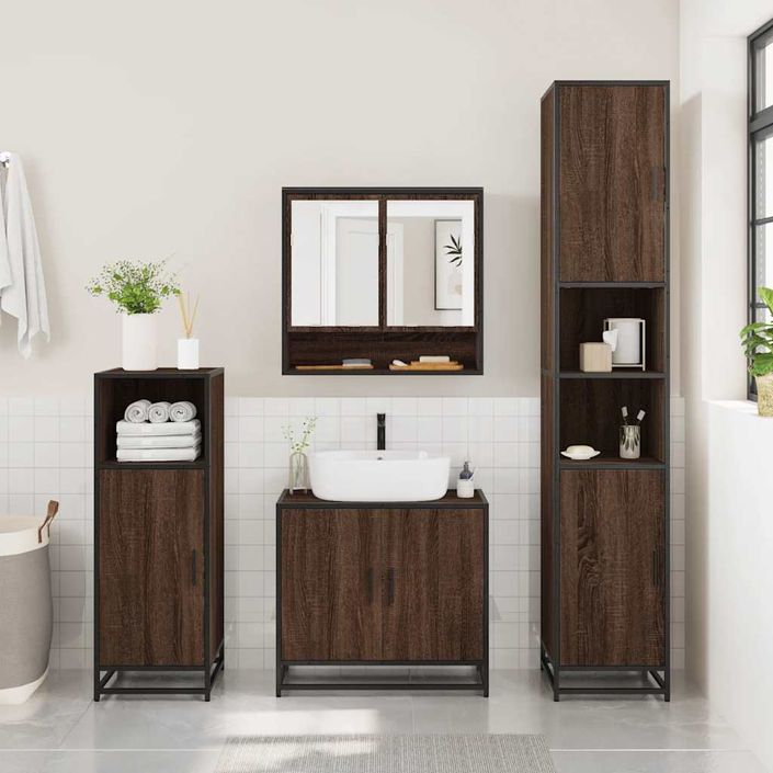 Ensemble de meubles de salle de bain 3 pcs Chêne marron - Photo n°3