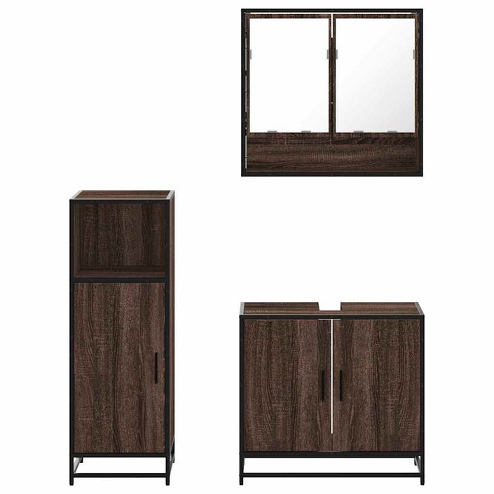 Ensemble de meubles de salle de bain 3 pcs Chêne marron - Photo n°5