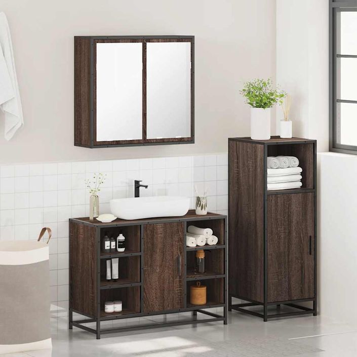 Ensemble de meubles de salle de bain 3 pcs Chêne marron - Photo n°4