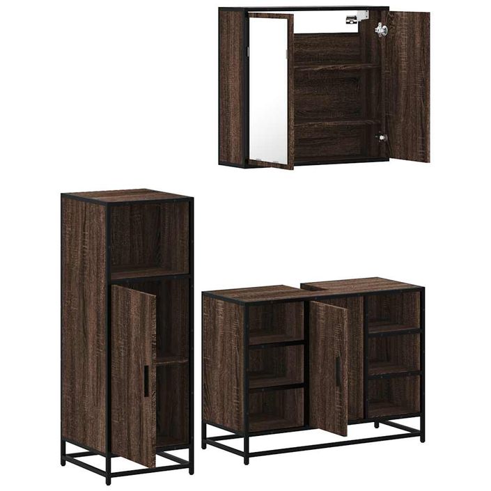 Ensemble de meubles de salle de bain 3 pcs Chêne marron - Photo n°6