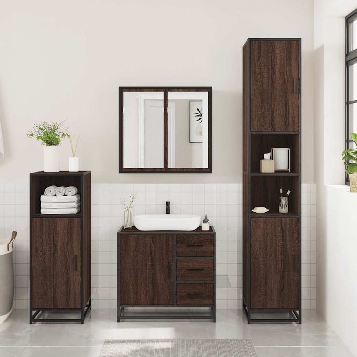 Ensemble de meubles de salle de bain 3 pcs Chêne marron - Photo n°3