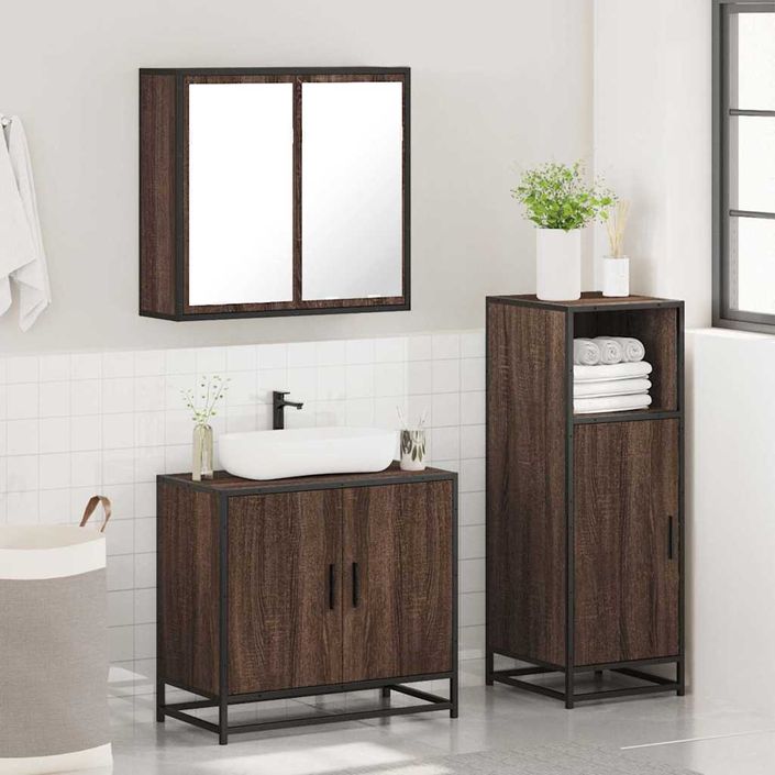 Ensemble de meubles de salle de bain 3 pcs Chêne marron - Photo n°4