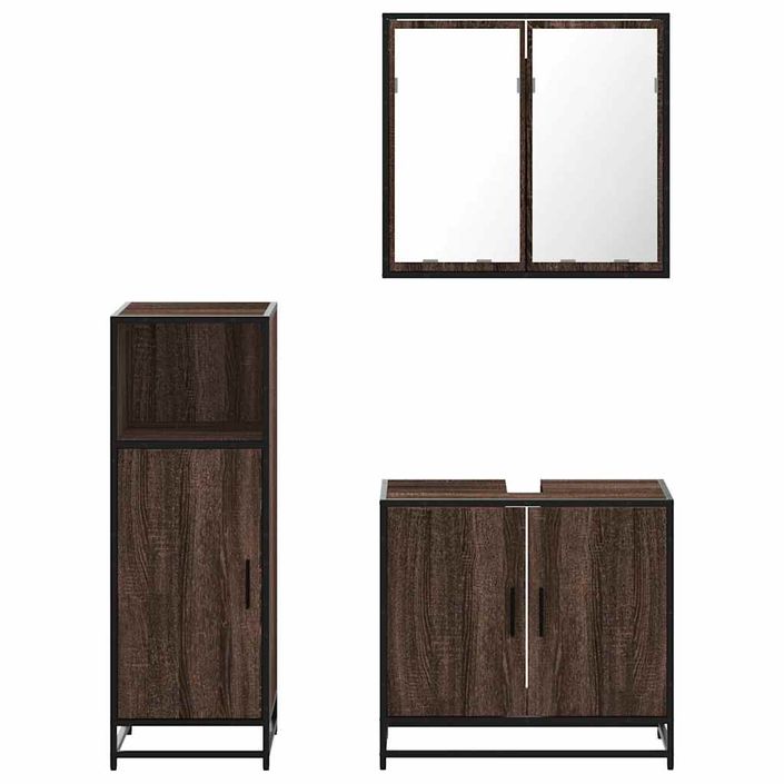 Ensemble de meubles de salle de bain 3 pcs Chêne marron - Photo n°5