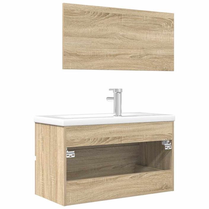 Ensemble de meubles de salle de bain 3 pcs chêne sonoma - Photo n°8