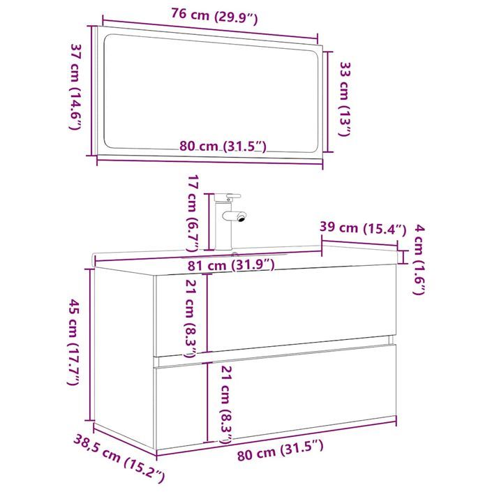 Ensemble de meubles de salle de bain 3 pcs chêne sonoma - Photo n°11