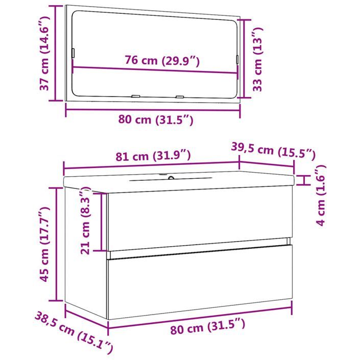 Ensemble de meubles de salle de bain 3 pcs chêne sonoma - Photo n°12