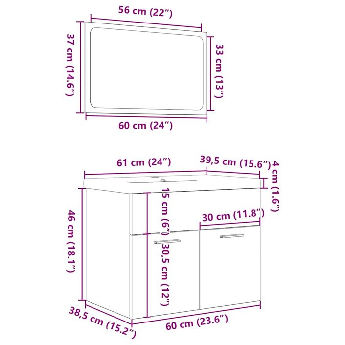 Ensemble de meubles de salle de bain 3 pcs chêne sonoma - Photo n°12