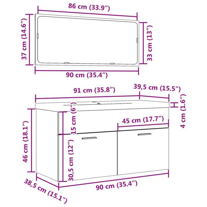 Ensemble de meubles de salle de bain 3 pcs chêne sonoma - Photo n°12