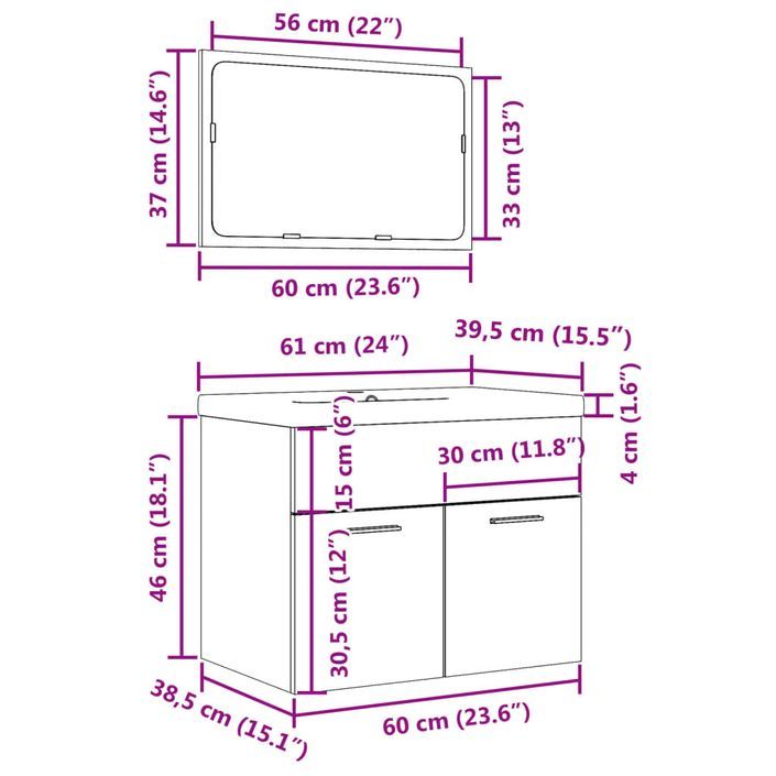 Ensemble de meubles de salle de bain 3 pcs chêne sonoma - Photo n°12