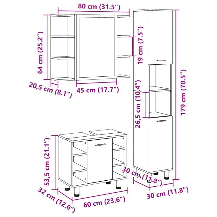 Ensemble de meubles de salle de bain 3 pcs chêne sonoma - Photo n°12