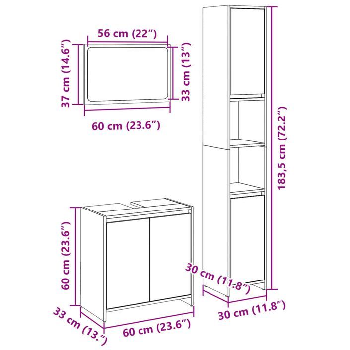 Ensemble de meubles de salle de bain 3 pcs chêne sonoma - Photo n°12