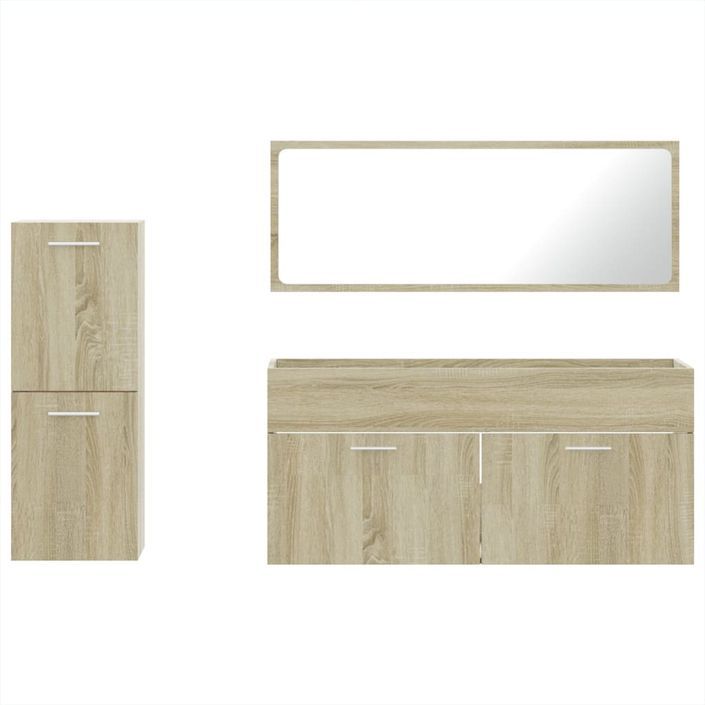 Ensemble de meubles de salle de bain 3 pcs chêne sonoma - Photo n°5