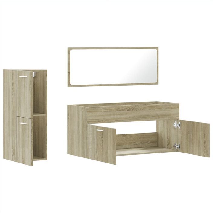 Ensemble de meubles de salle de bain 3 pcs chêne sonoma - Photo n°8