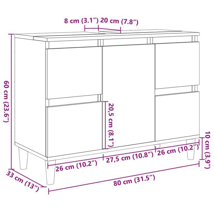 Ensemble de meubles de salle de bain 3 pcs chêne sonoma - Photo n°10