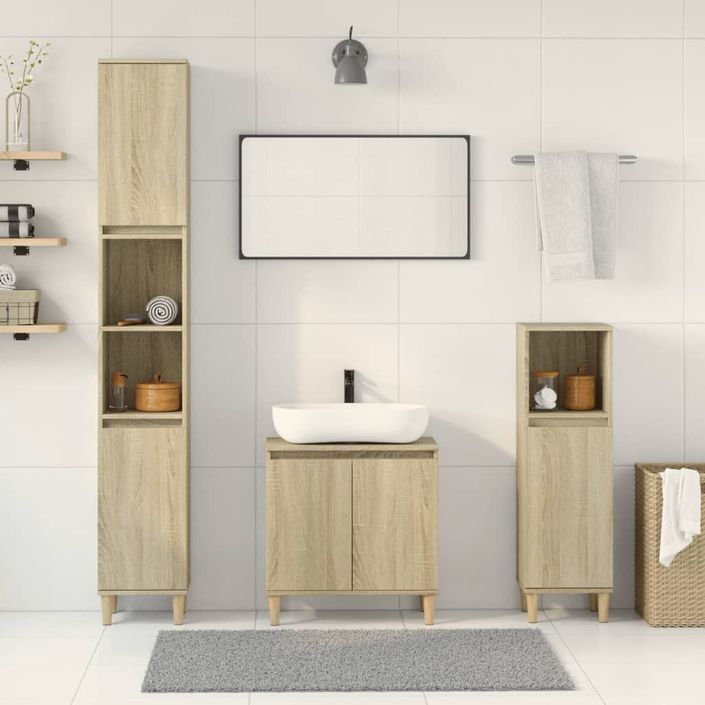 Ensemble de meubles de salle de bain 3 pcs chêne sonoma - Photo n°1