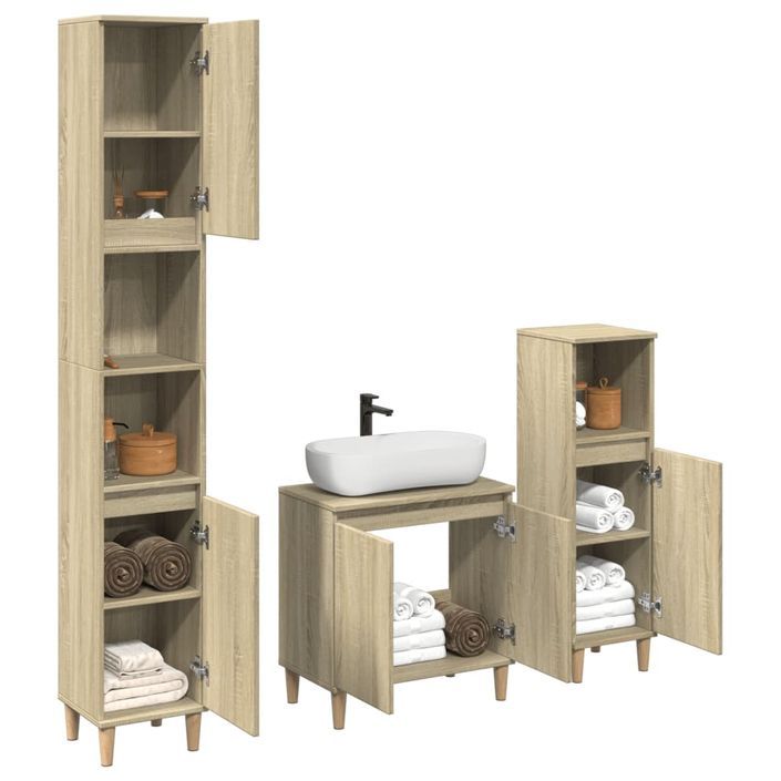 Ensemble de meubles de salle de bain 3 pcs chêne sonoma - Photo n°3