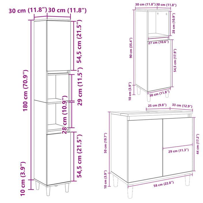 Ensemble de meubles de salle de bain 3 pcs chêne sonoma - Photo n°12