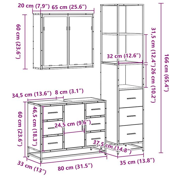 Ensemble de meubles de salle de bain 3 pcs chêne sonoma - Photo n°11