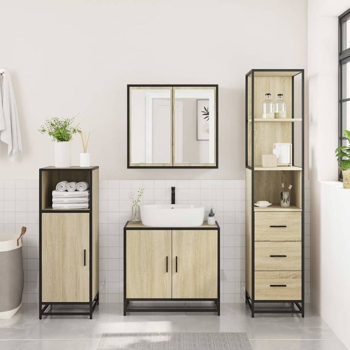 Ensemble de meubles de salle de bain 3 pcs chêne sonoma - Photo n°4