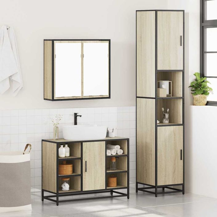 Ensemble de meubles de salle de bain 3 pcs chêne sonoma - Photo n°4