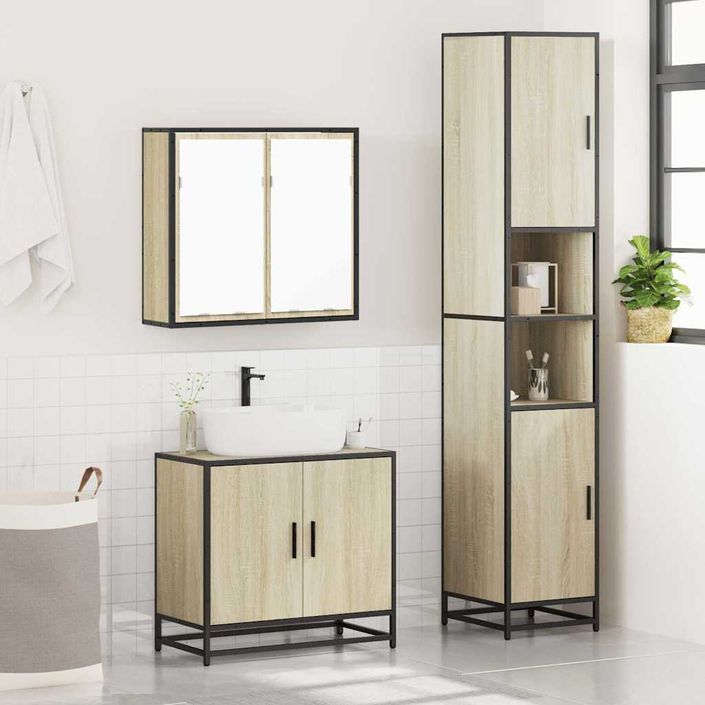 Ensemble de meubles de salle de bain 3 pcs chêne sonoma - Photo n°4