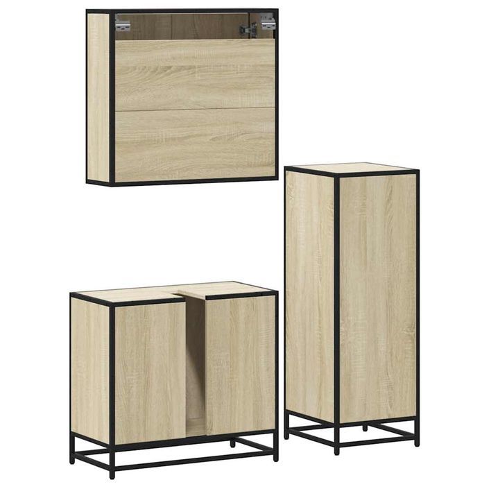 Ensemble de meubles de salle de bain 3 pcs chêne sonoma - Photo n°7