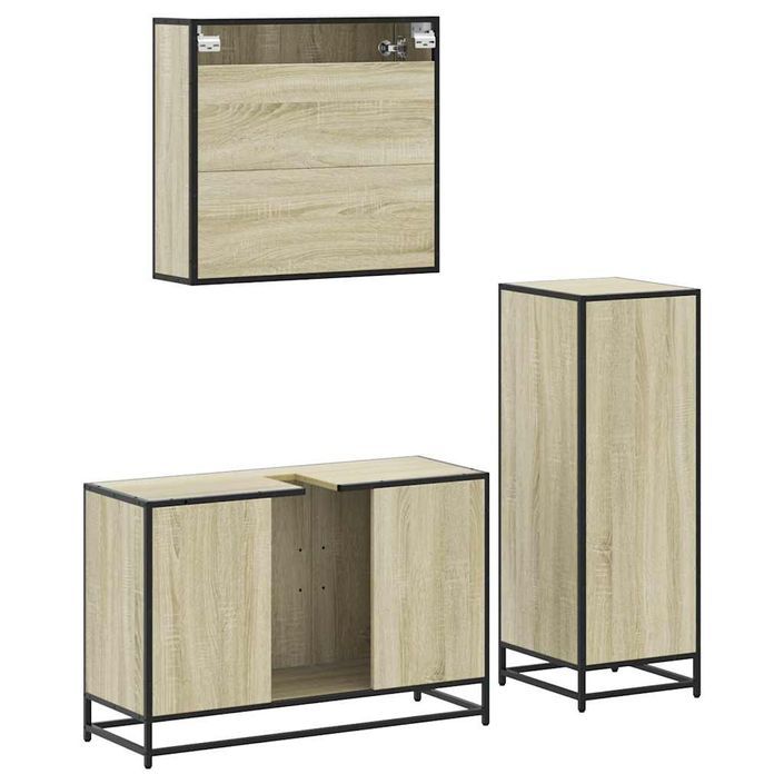 Ensemble de meubles de salle de bain 3 pcs chêne sonoma - Photo n°7