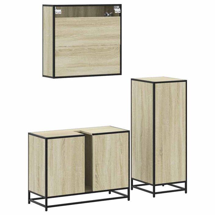 Ensemble de meubles de salle de bain 3 pcs chêne sonoma - Photo n°7