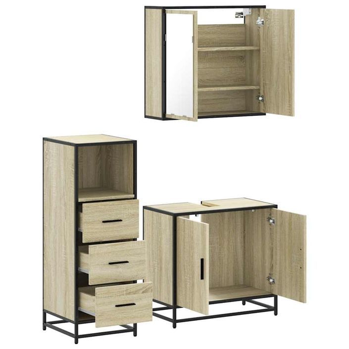 Ensemble de meubles de salle de bain 3 pcs chêne sonoma - Photo n°6