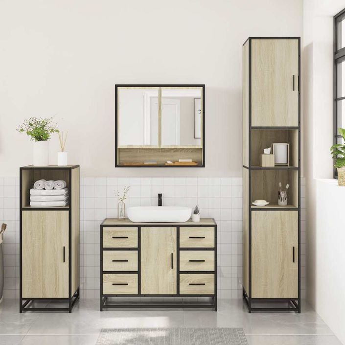 Ensemble de meubles de salle de bain 3 pcs chêne sonoma - Photo n°3